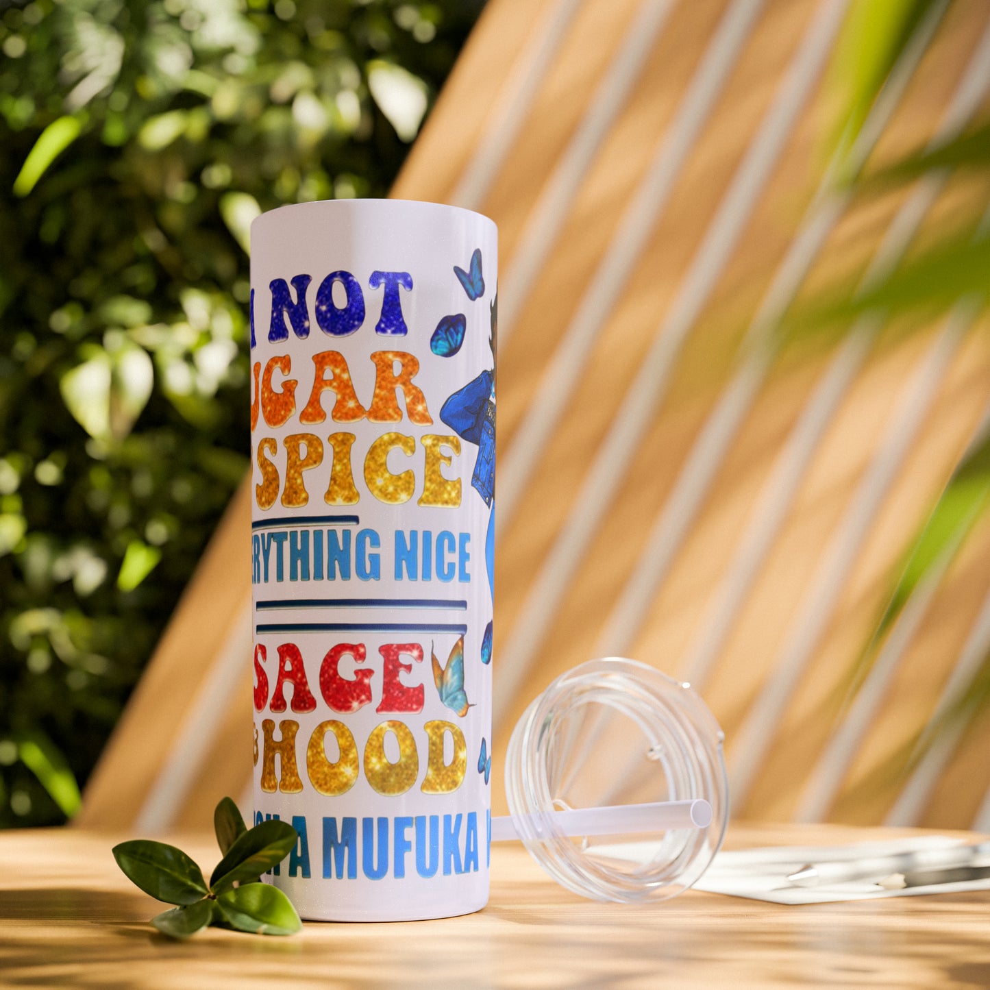 Betty Boop I'm Not Sugar And Spice, Skinny Tumbler with Straw, 20oz