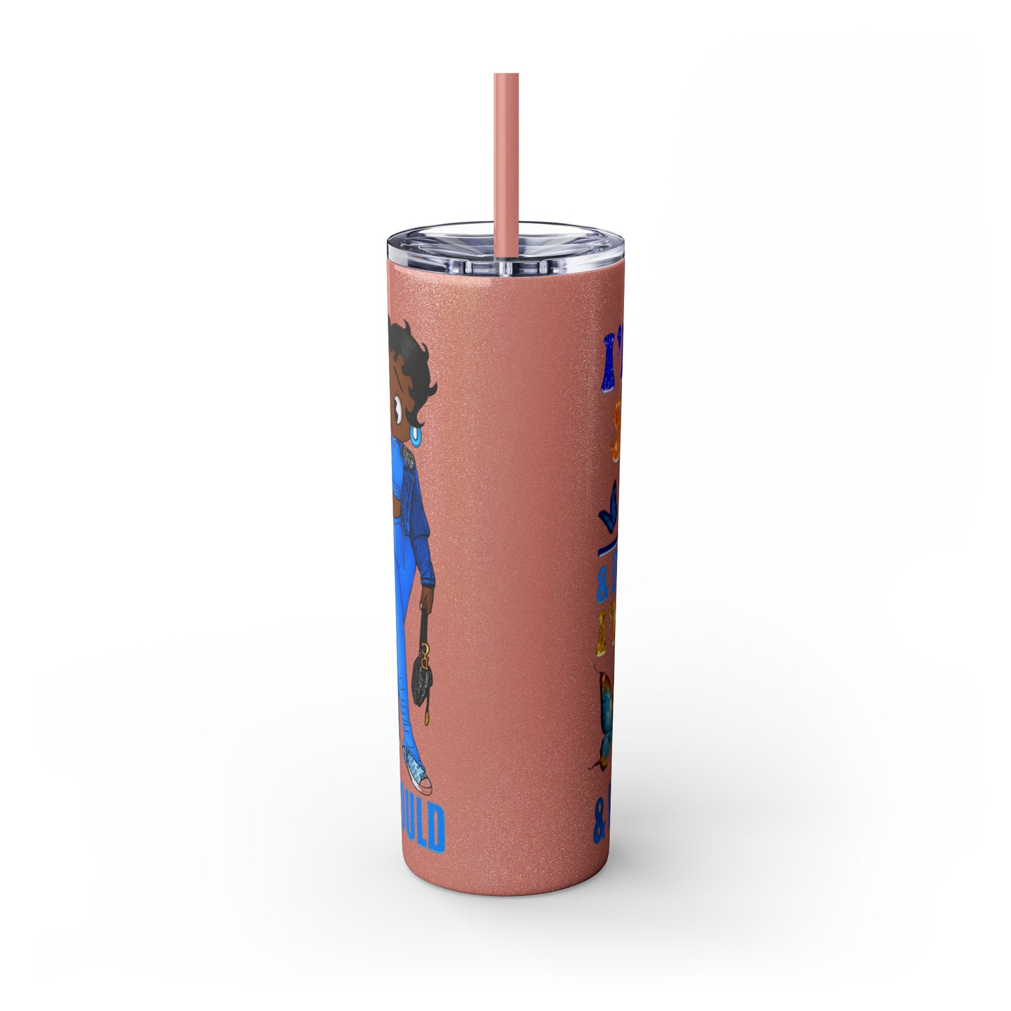 Betty Boop I'm Not Sugar And Spice, Skinny Tumbler with Straw, 20oz