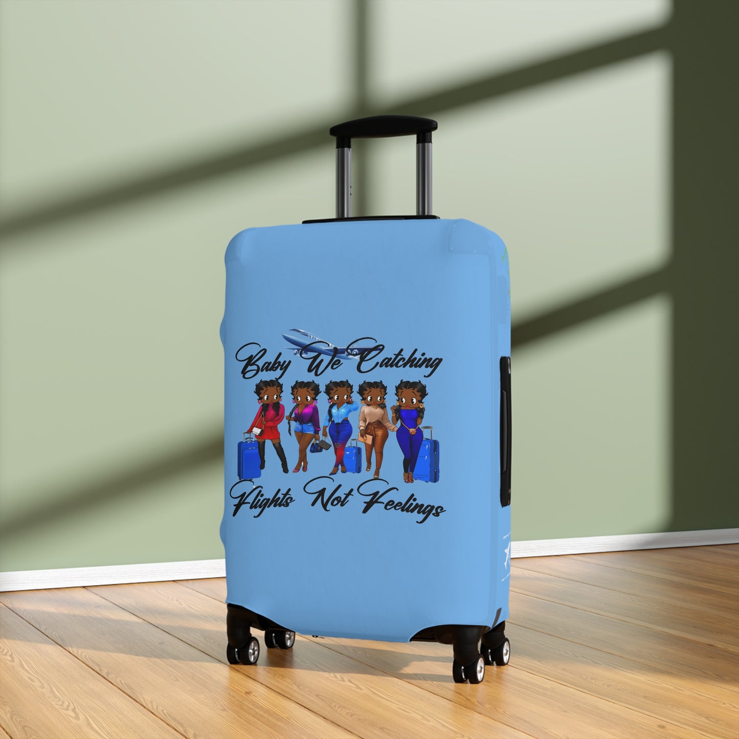 We Catching Flights - Luggage Cover- Light Blue