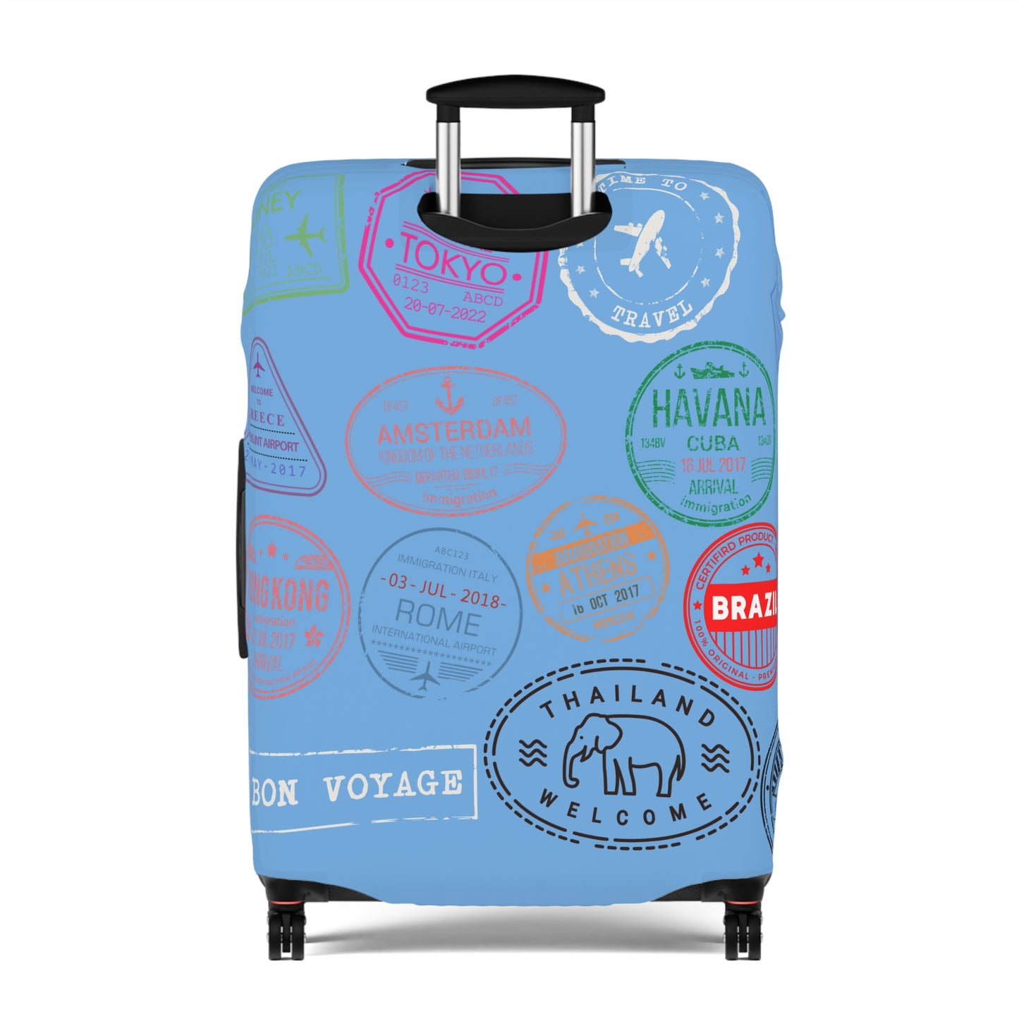 We Catching Flights - Luggage Cover- Light Blue
