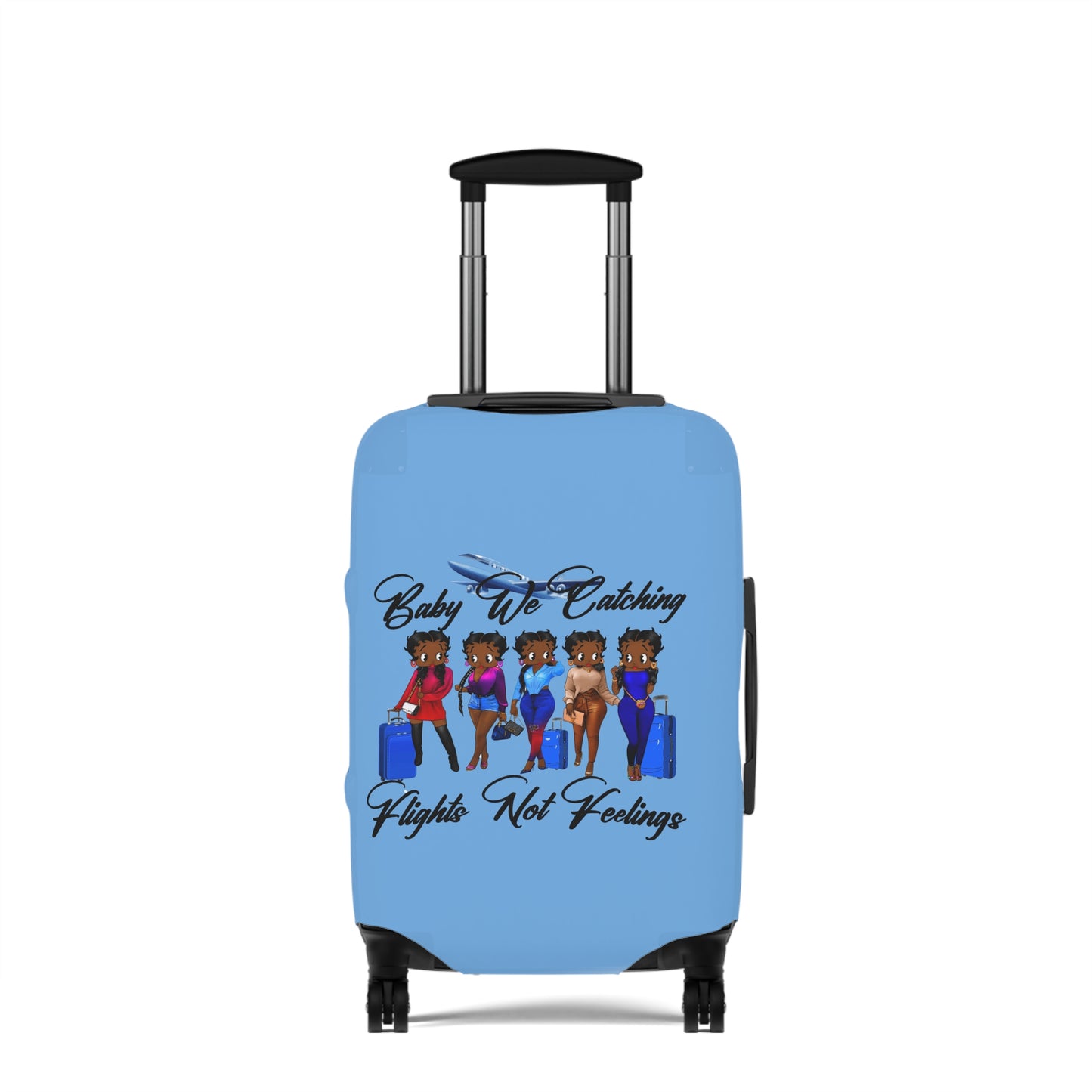 We Catching Flights - Luggage Cover- Light Blue