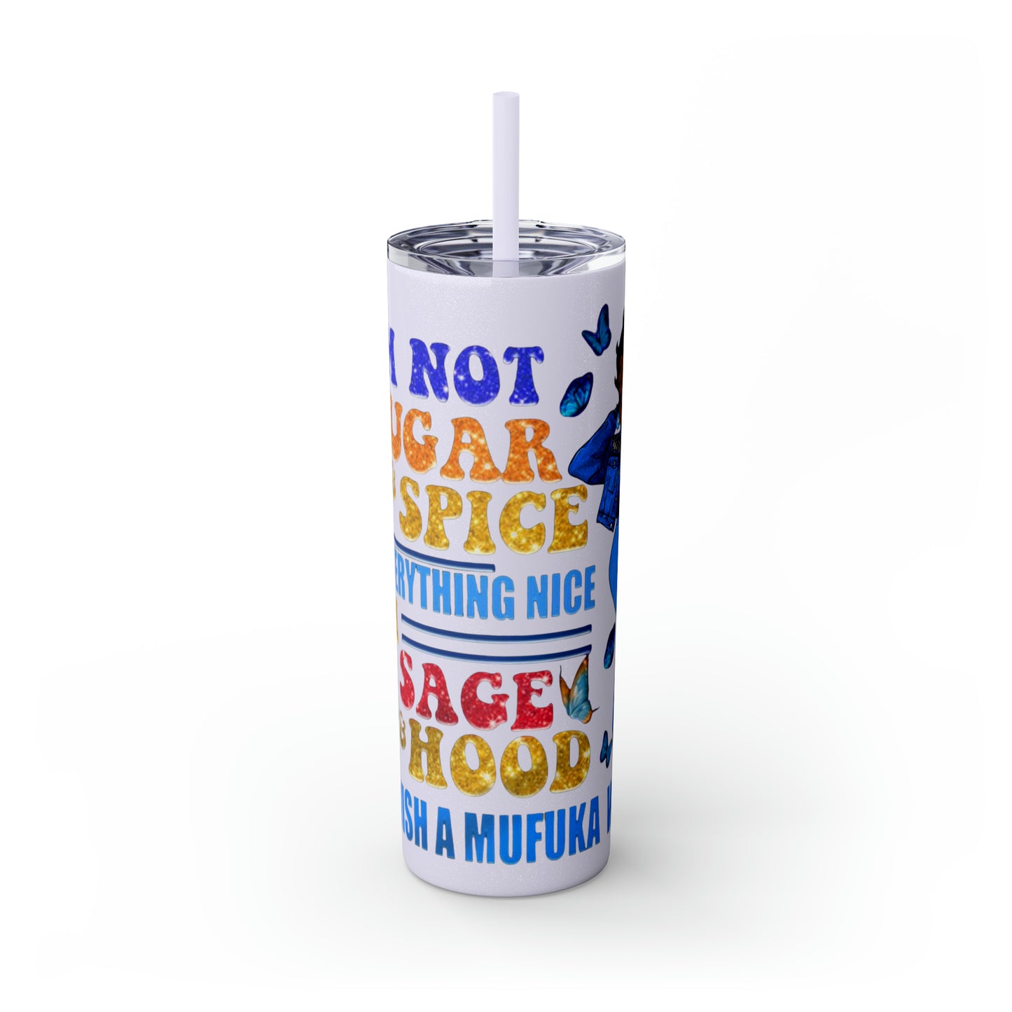 Betty Boop I'm Not Sugar And Spice, Skinny Tumbler with Straw, 20oz