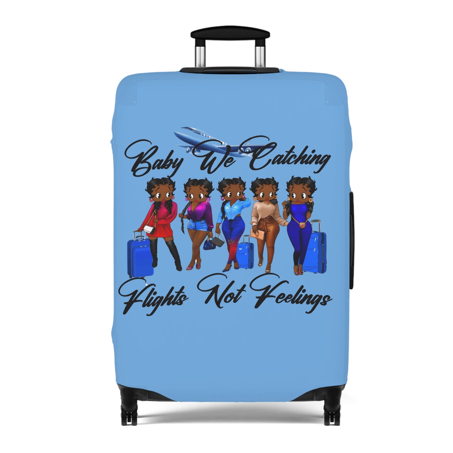 We Catching Flights - Luggage Cover- Light Blue
