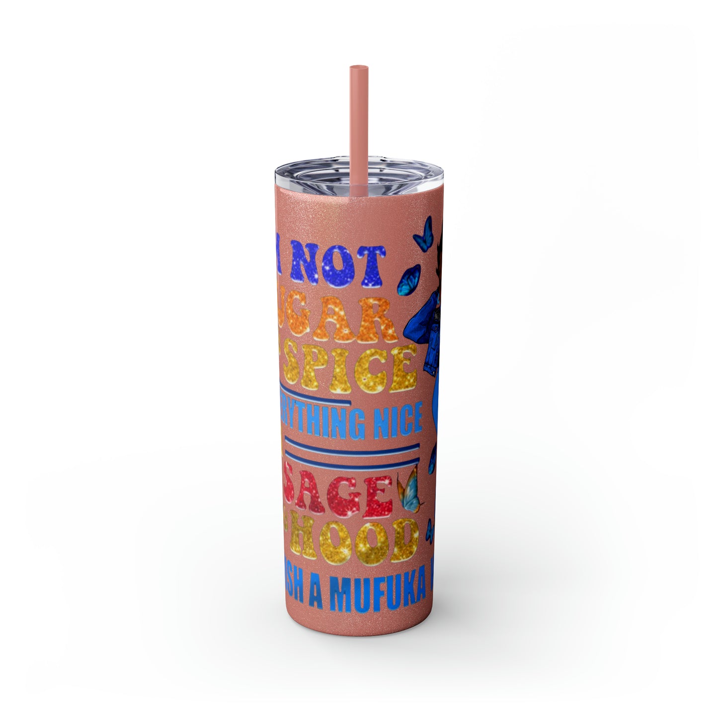 Betty Boop I'm Not Sugar And Spice, Skinny Tumbler with Straw, 20oz
