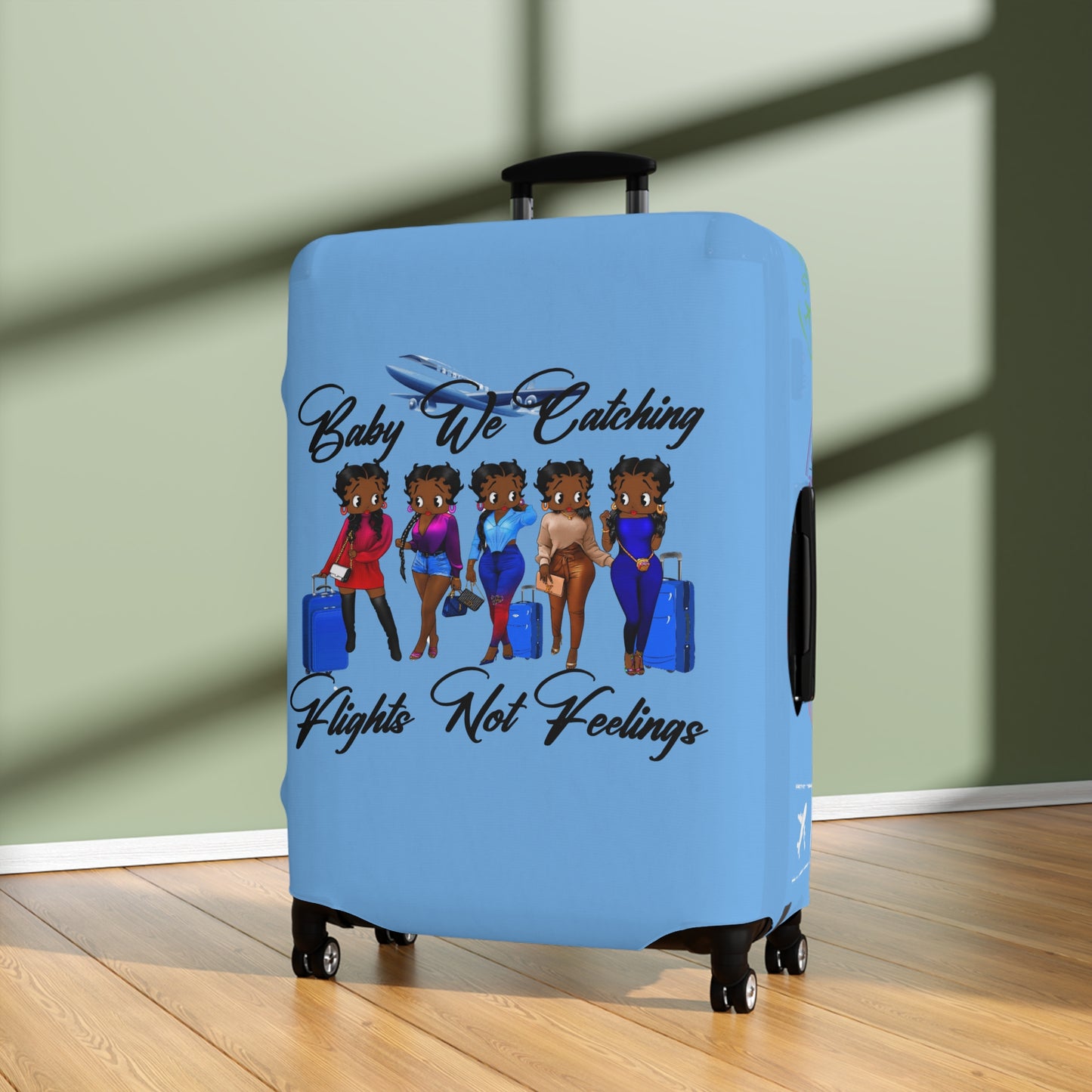 We Catching Flights - Luggage Cover- Light Blue