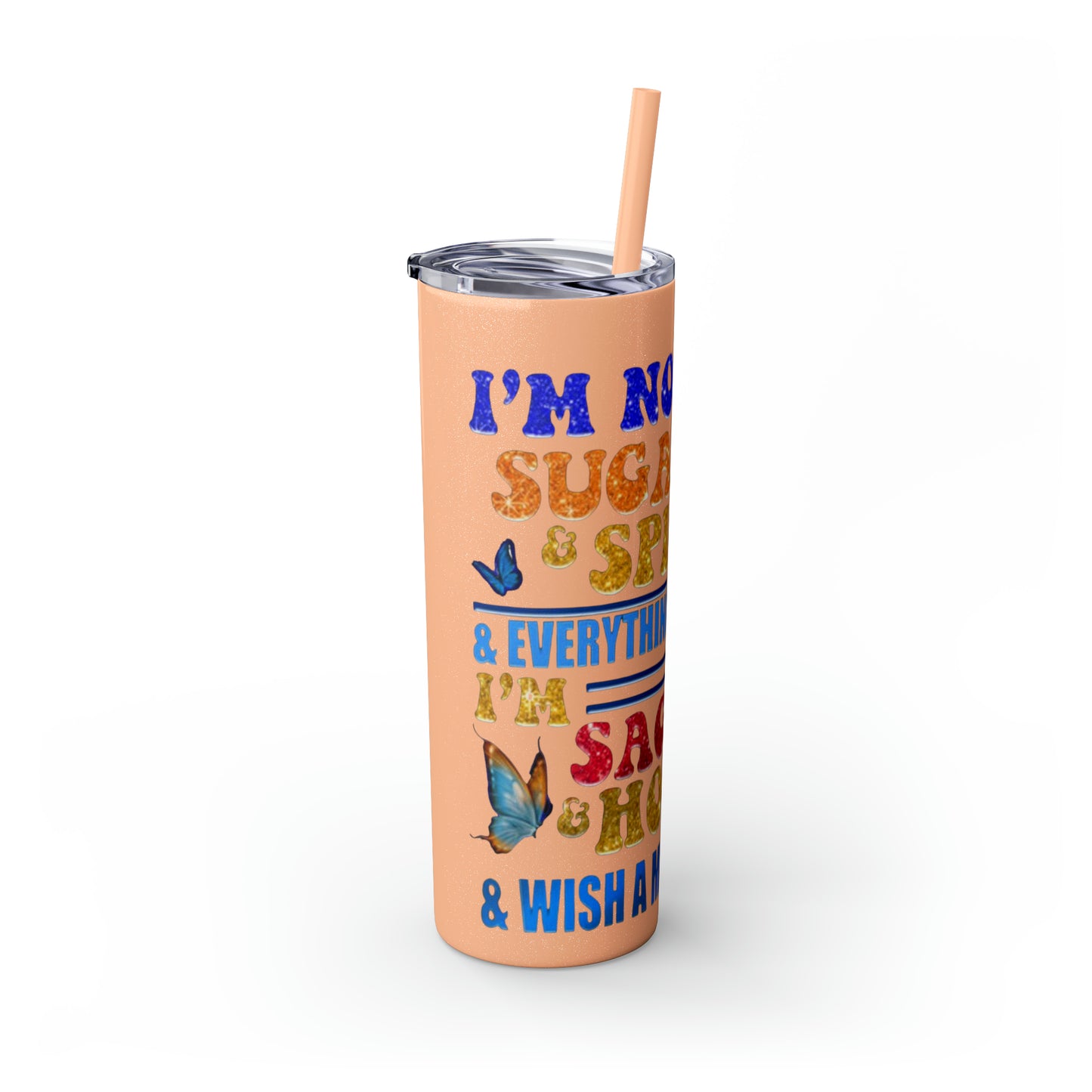 Betty Boop I'm Not Sugar And Spice, Skinny Tumbler with Straw, 20oz