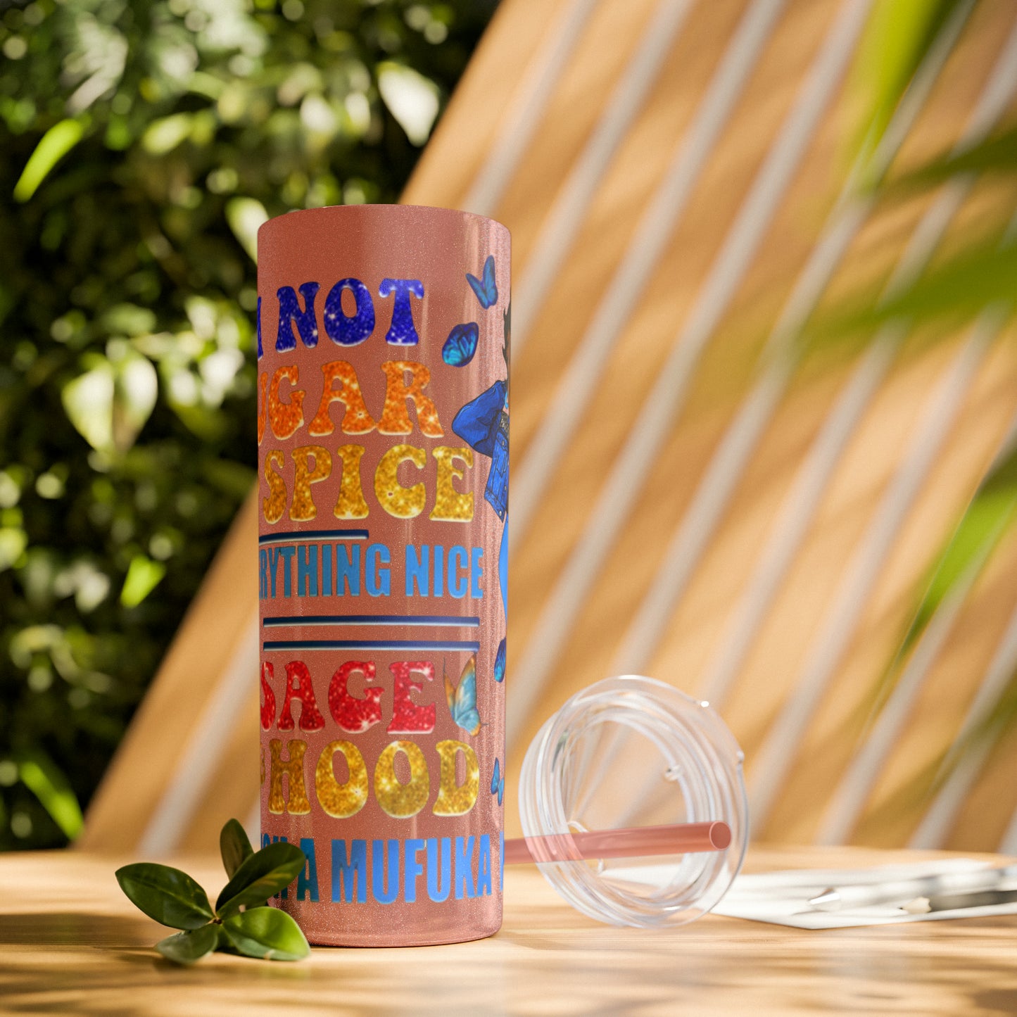 Betty Boop I'm Not Sugar And Spice, Skinny Tumbler with Straw, 20oz