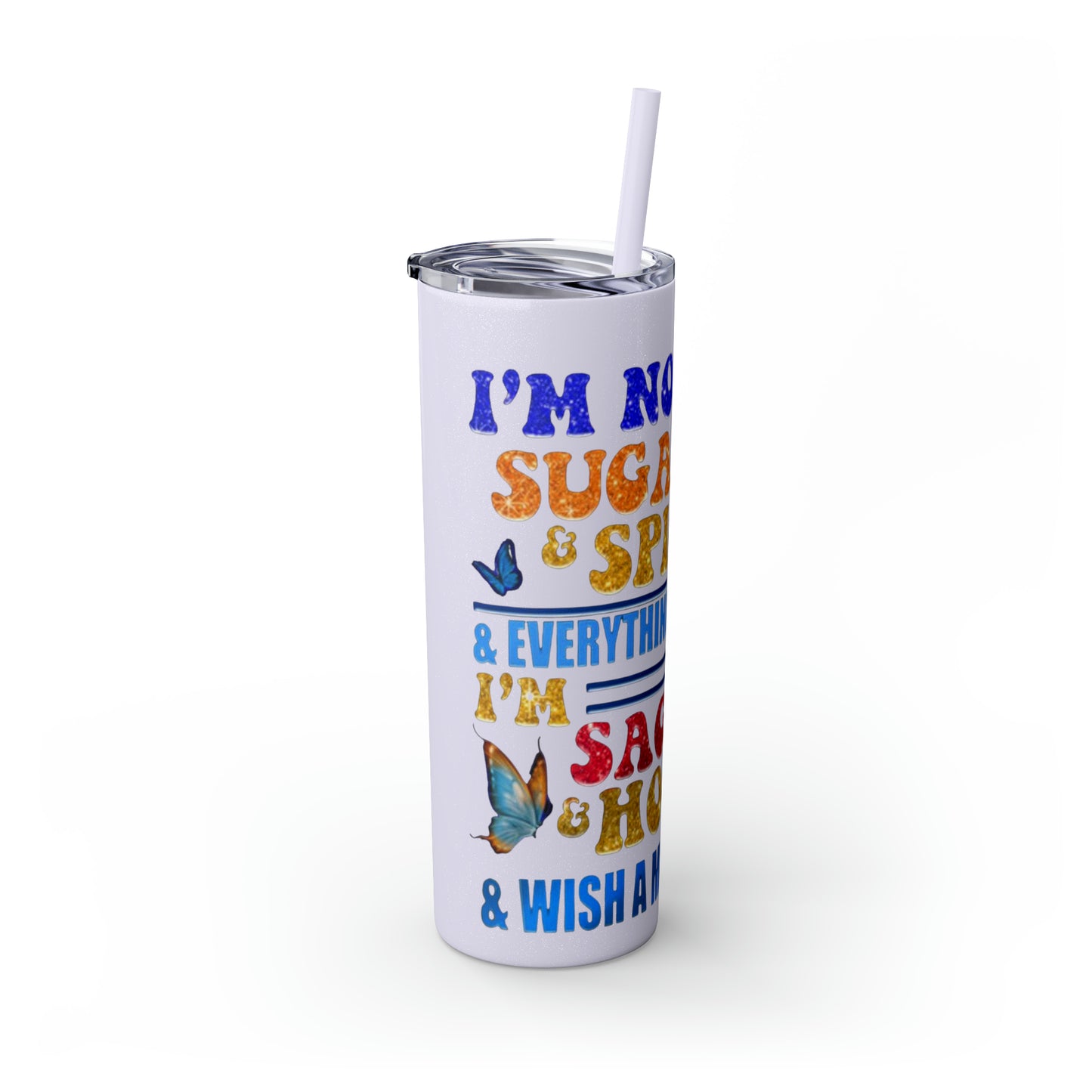 Betty Boop I'm Not Sugar And Spice, Skinny Tumbler with Straw, 20oz