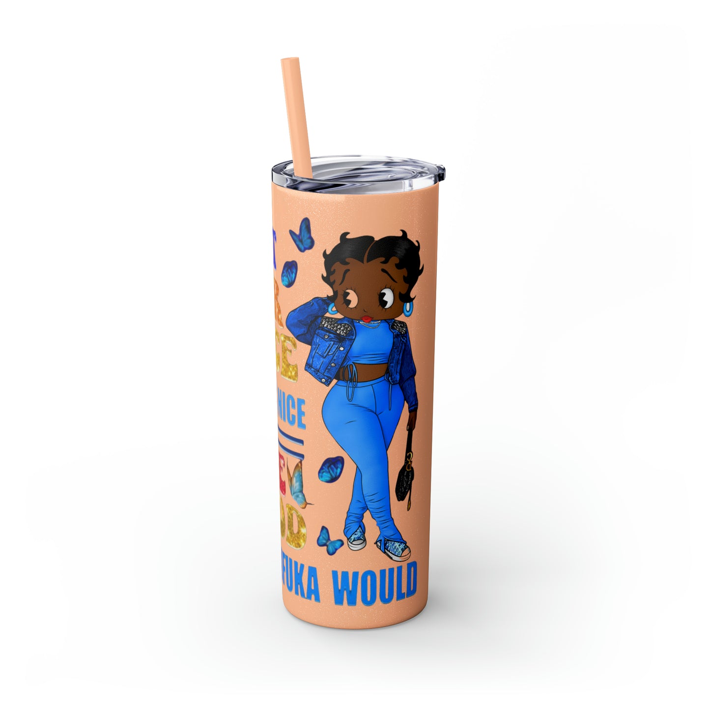 Betty Boop I'm Not Sugar And Spice, Skinny Tumbler with Straw, 20oz