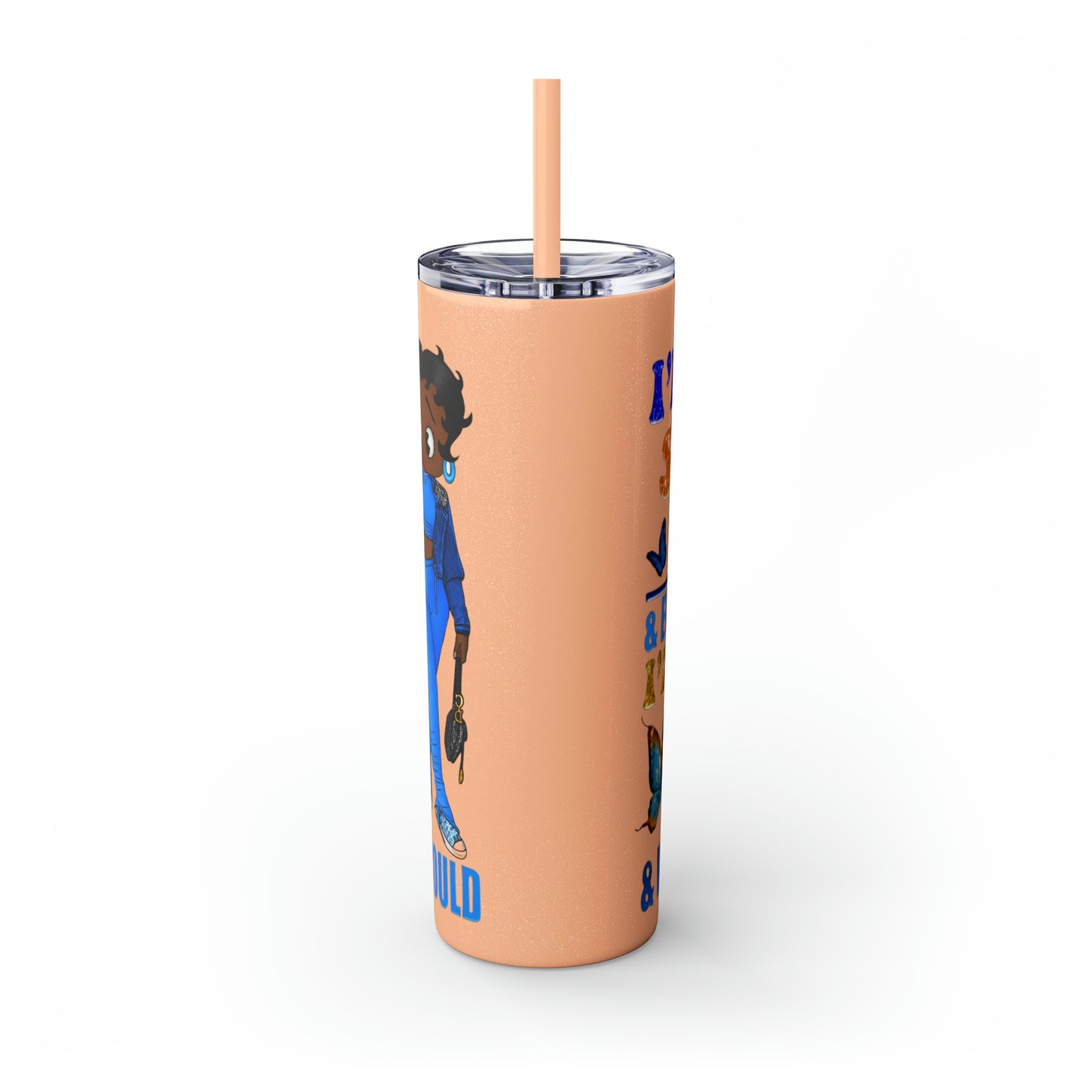 Betty Boop I'm Not Sugar And Spice, Skinny Tumbler with Straw, 20oz