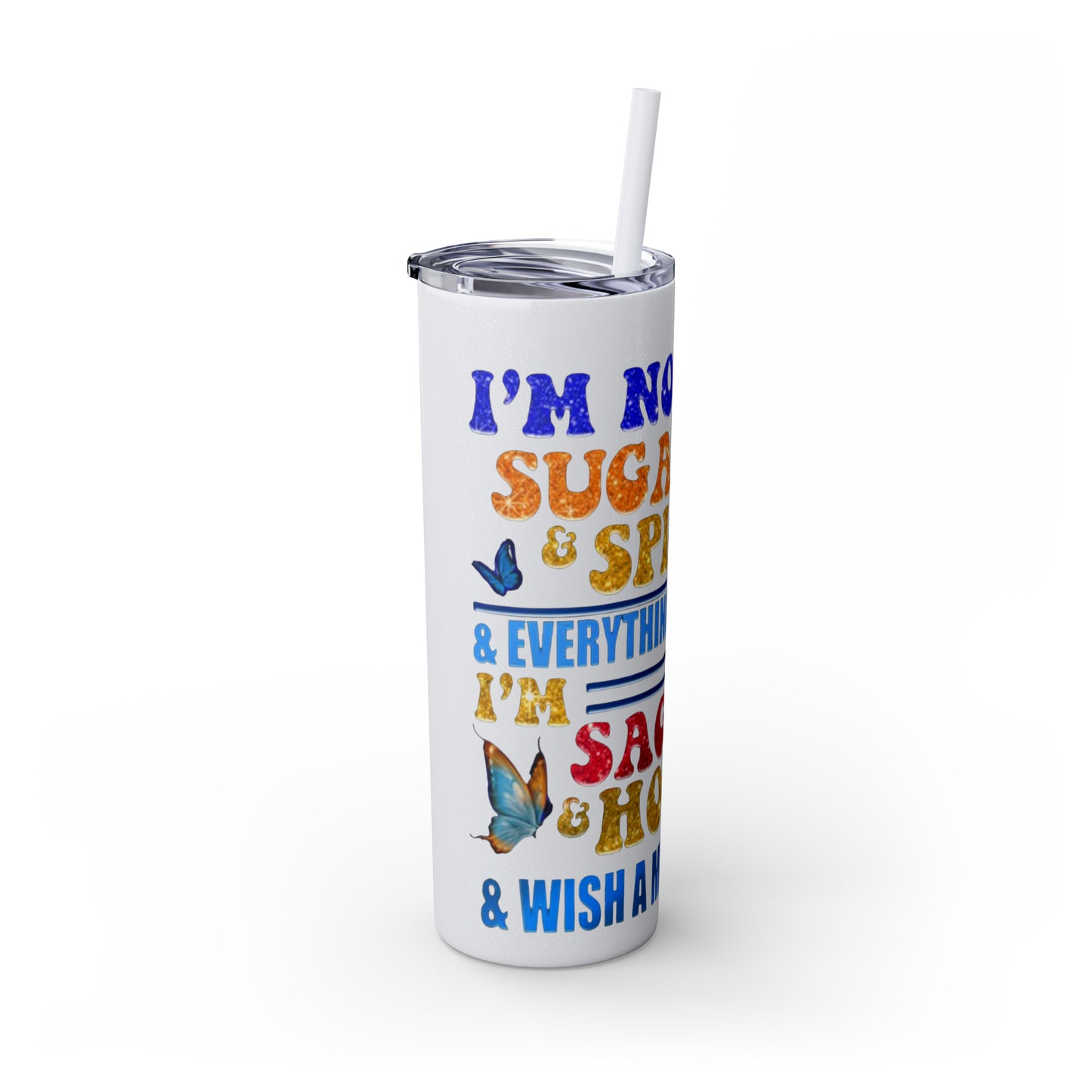 Betty Boop I'm Not Sugar And Spice, Skinny Tumbler with Straw, 20oz