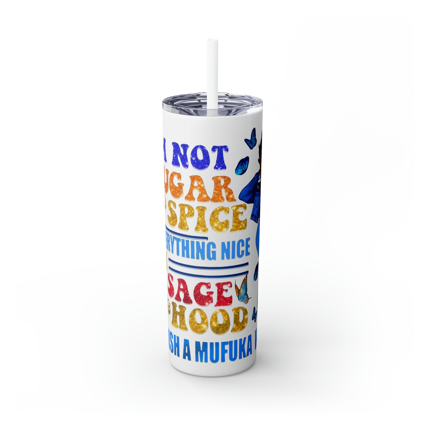 Betty Boop I'm Not Sugar And Spice, Skinny Tumbler with Straw, 20oz