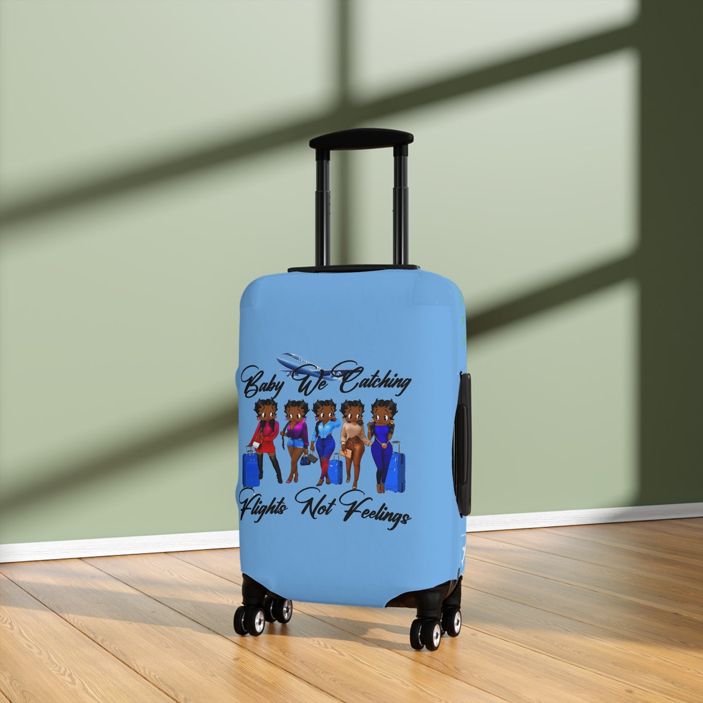 We Catching Flights - Luggage Cover- Light Blue
