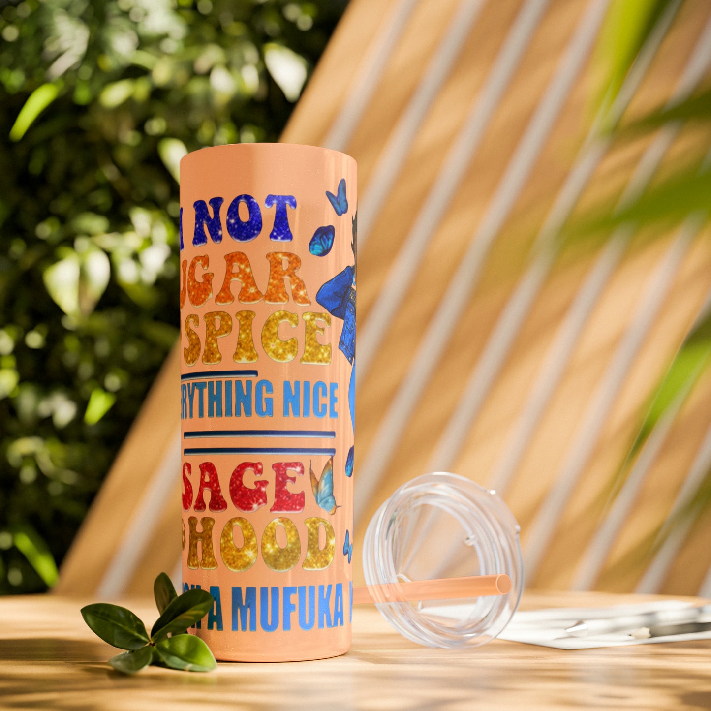 Betty Boop I'm Not Sugar And Spice, Skinny Tumbler with Straw, 20oz