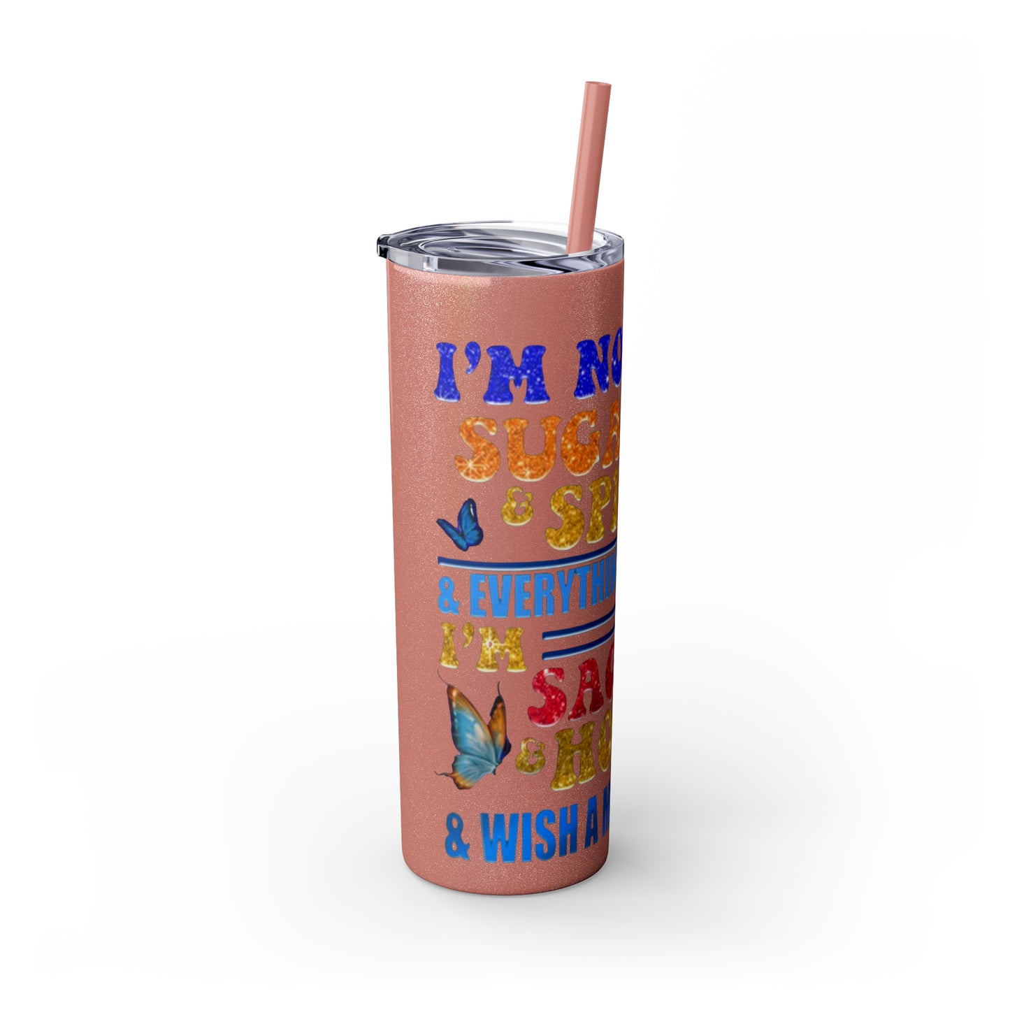 Betty Boop I'm Not Sugar And Spice, Skinny Tumbler with Straw, 20oz