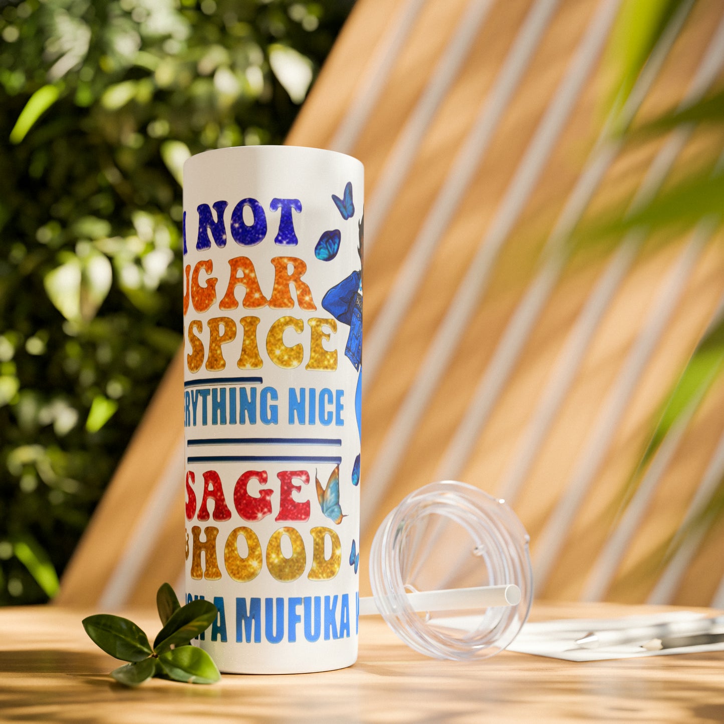 Betty Boop I'm Not Sugar And Spice, Skinny Tumbler with Straw, 20oz