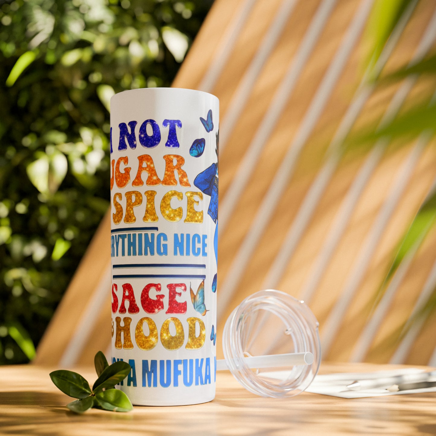Betty Boop I'm Not Sugar And Spice, Skinny Tumbler with Straw, 20oz