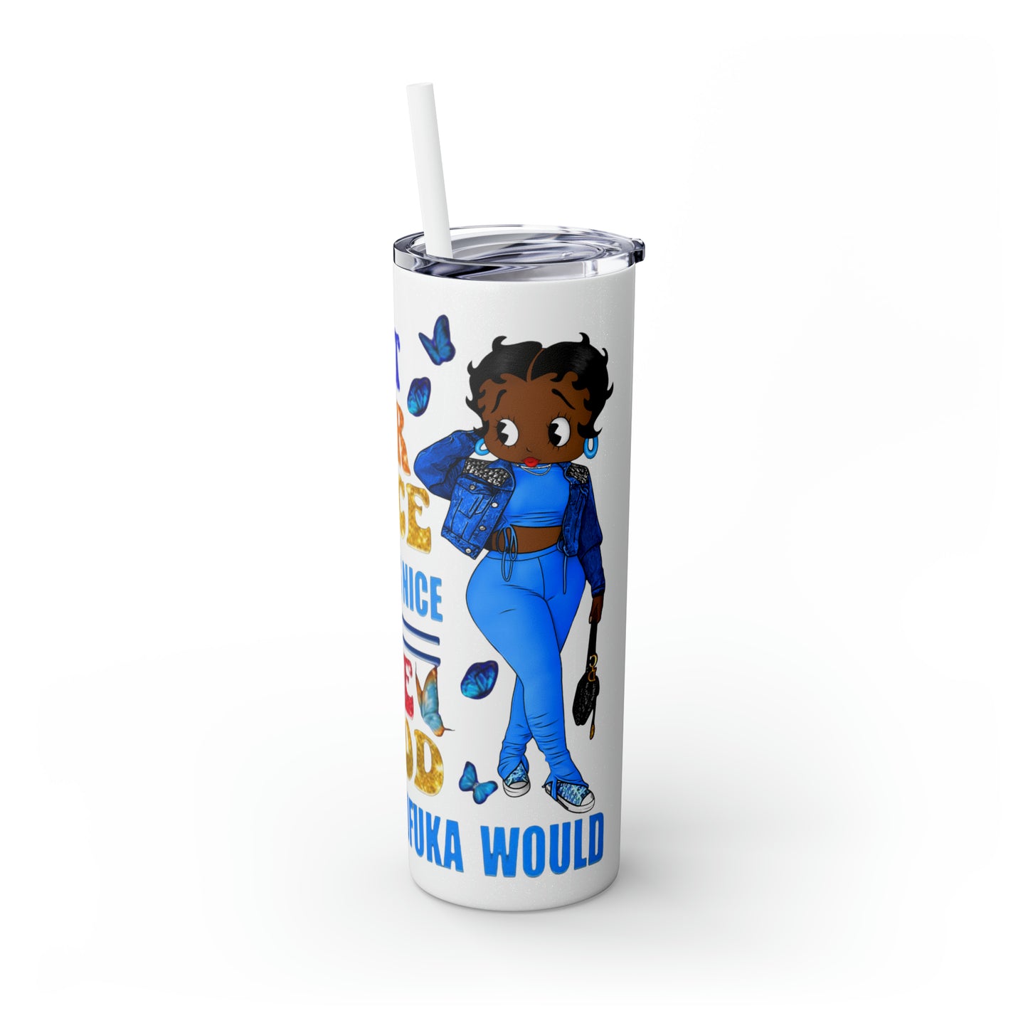 Betty Boop I'm Not Sugar And Spice, Skinny Tumbler with Straw, 20oz