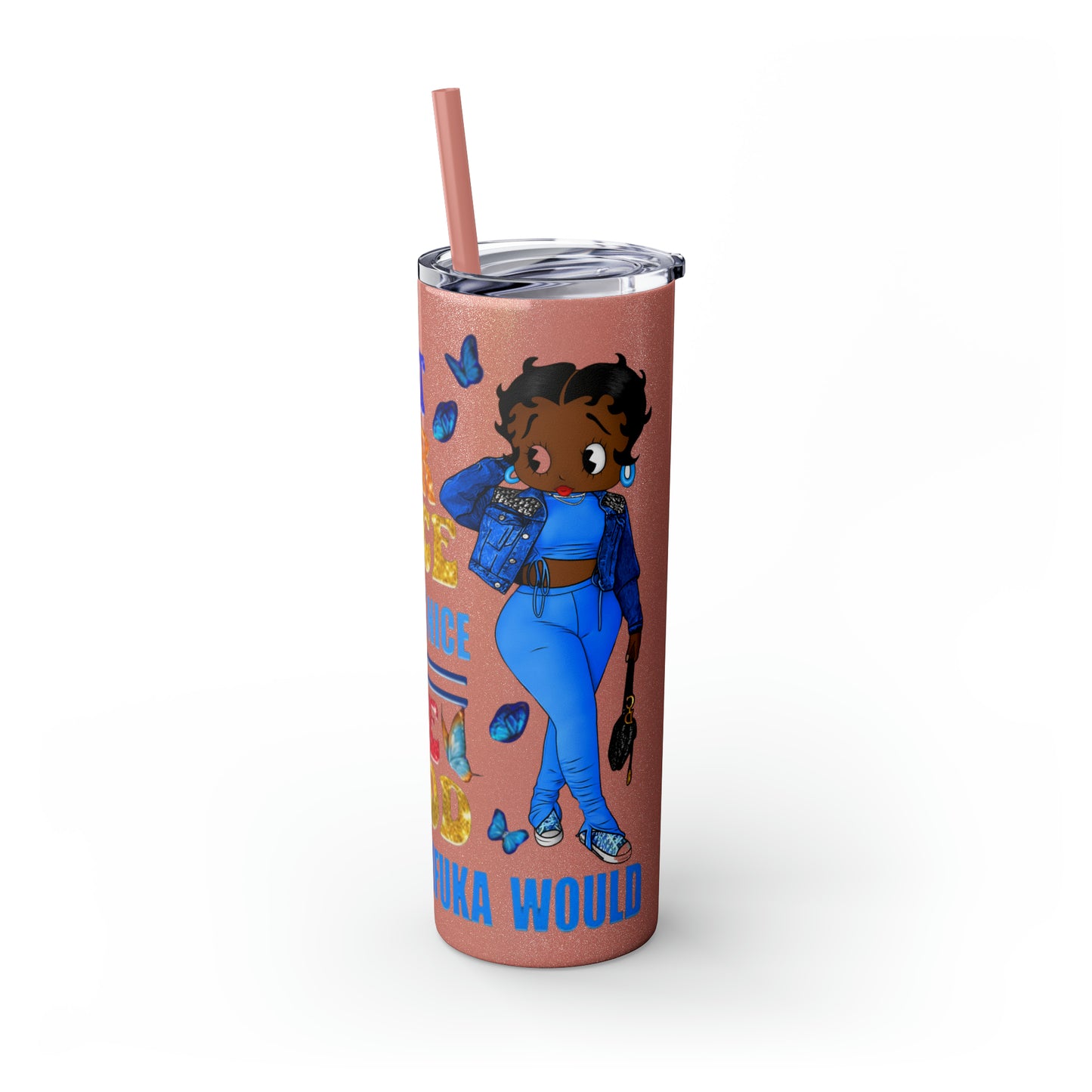 Betty Boop I'm Not Sugar And Spice, Skinny Tumbler with Straw, 20oz
