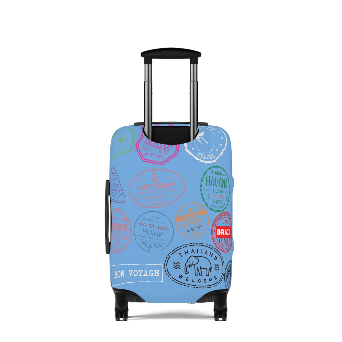 We Catching Flights - Luggage Cover- Light Blue