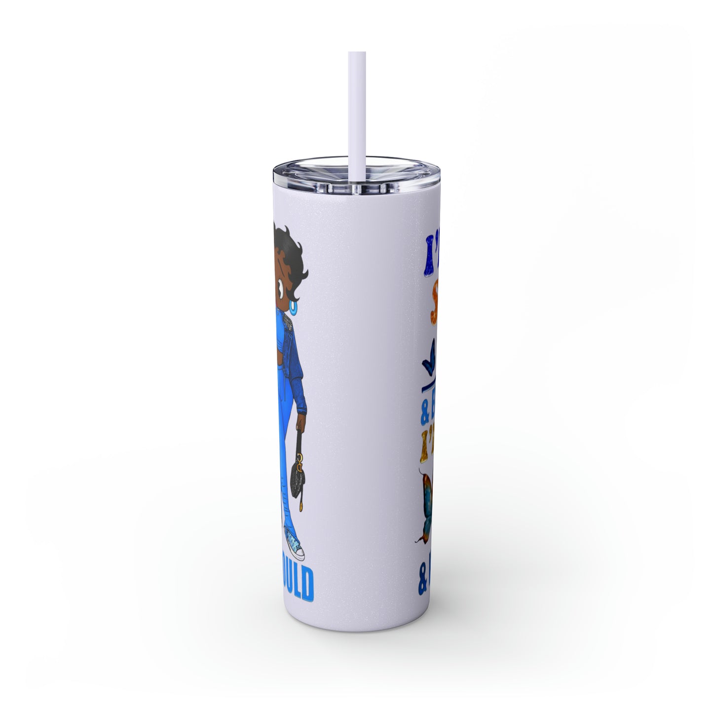 Betty Boop I'm Not Sugar And Spice, Skinny Tumbler with Straw, 20oz