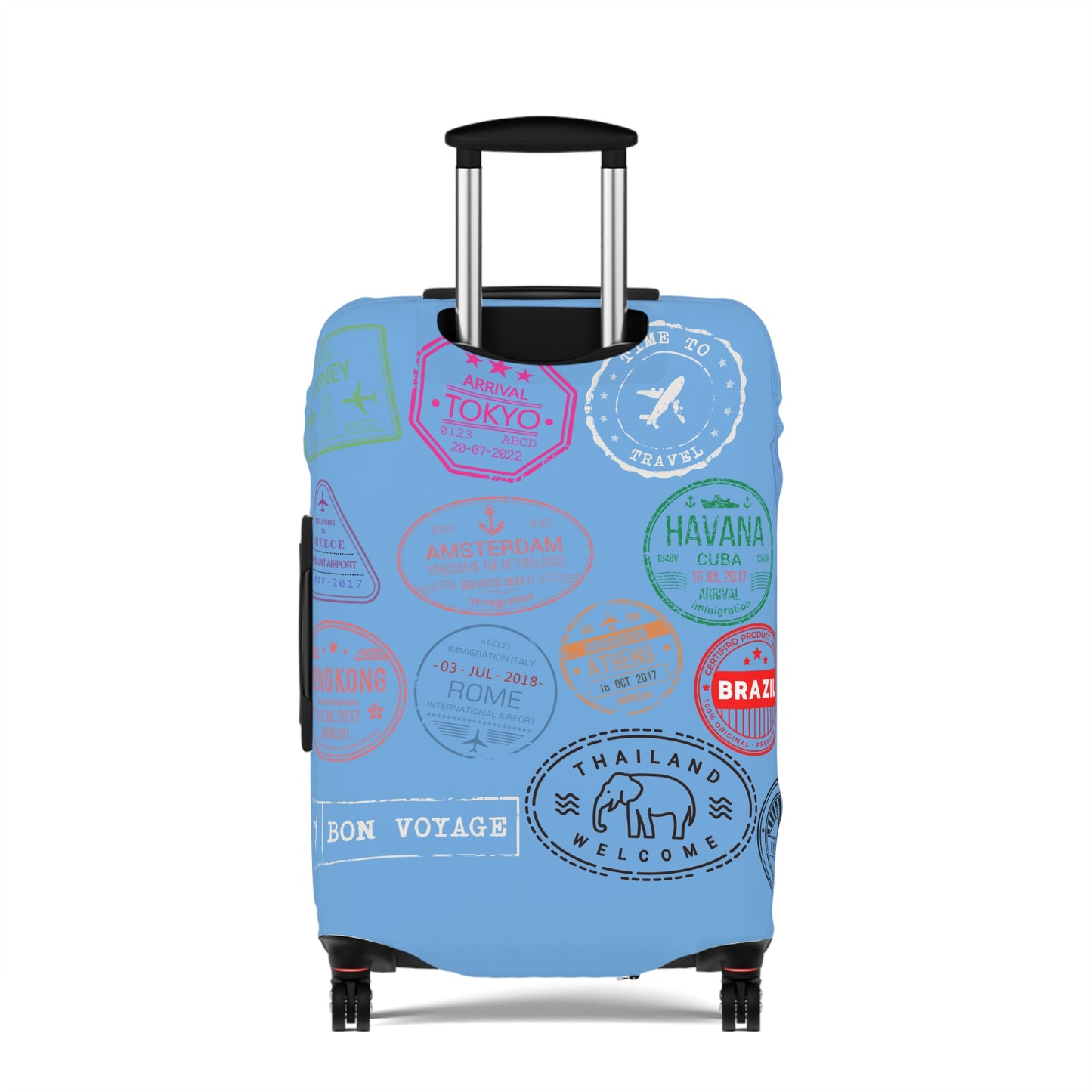 We Catching Flights - Luggage Cover- Light Blue
