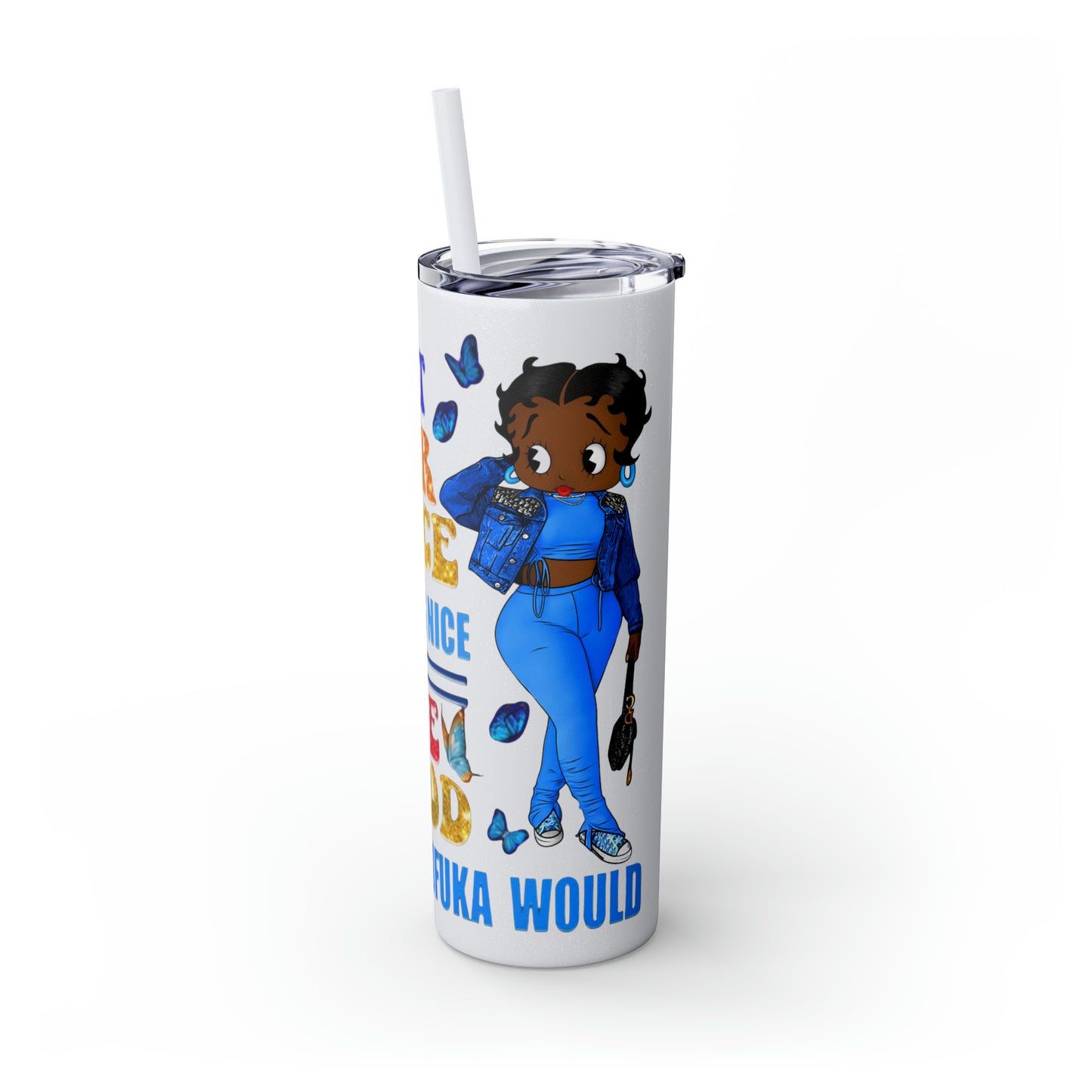 Betty Boop I'm Not Sugar And Spice, Skinny Tumbler with Straw, 20oz