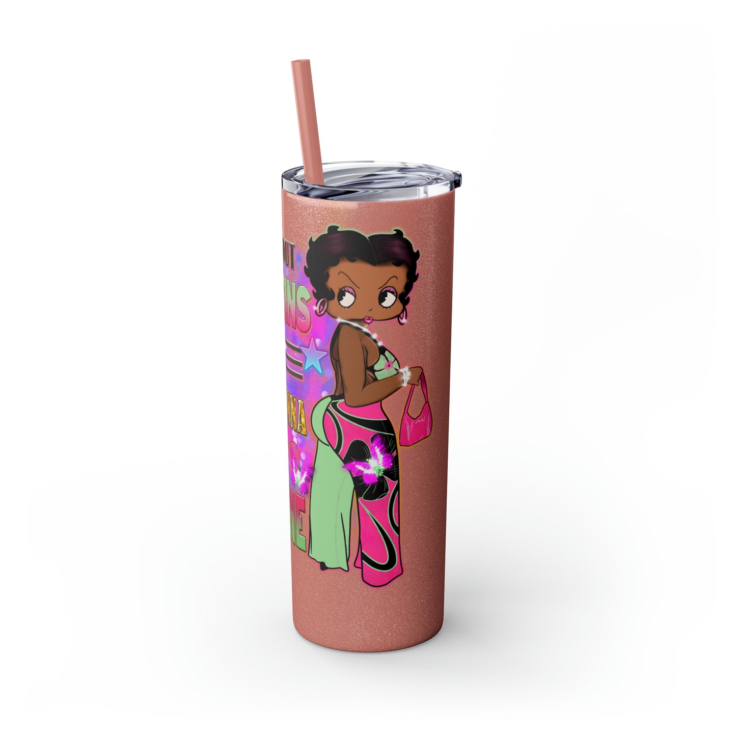 Betty Boop Worry About Your Own Sins, Skinny Tumbler with Straw, 20oz