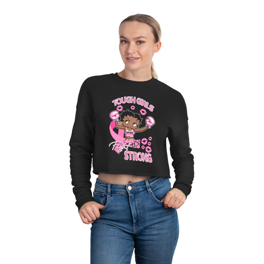 Breast Cancer Collection, Fight Strong, We Wear Pink, Betty Boop Fight Breast Cancer Cropped Sweatshirt