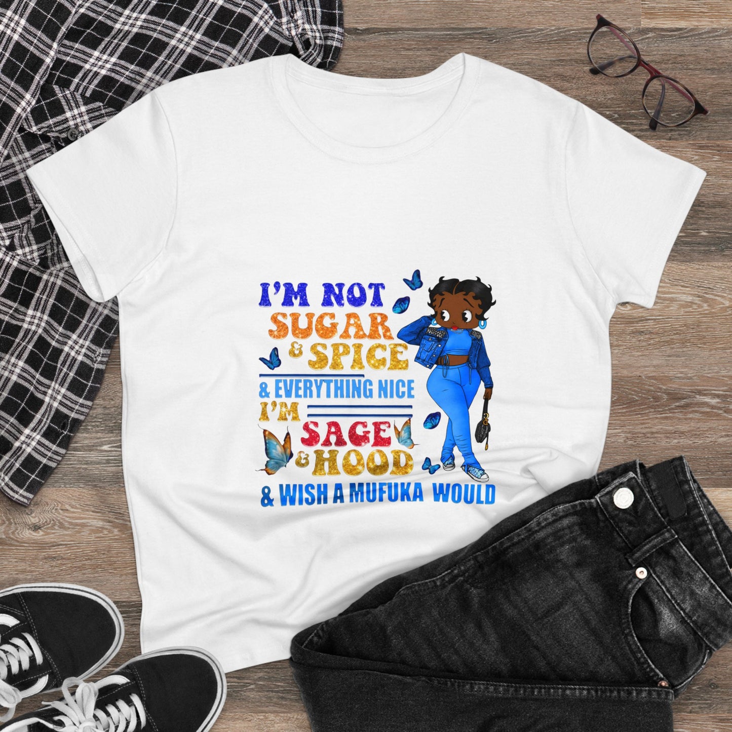 Betty Boop I'm Not Sugar and Spice, Women's Midweight Cotton Tee