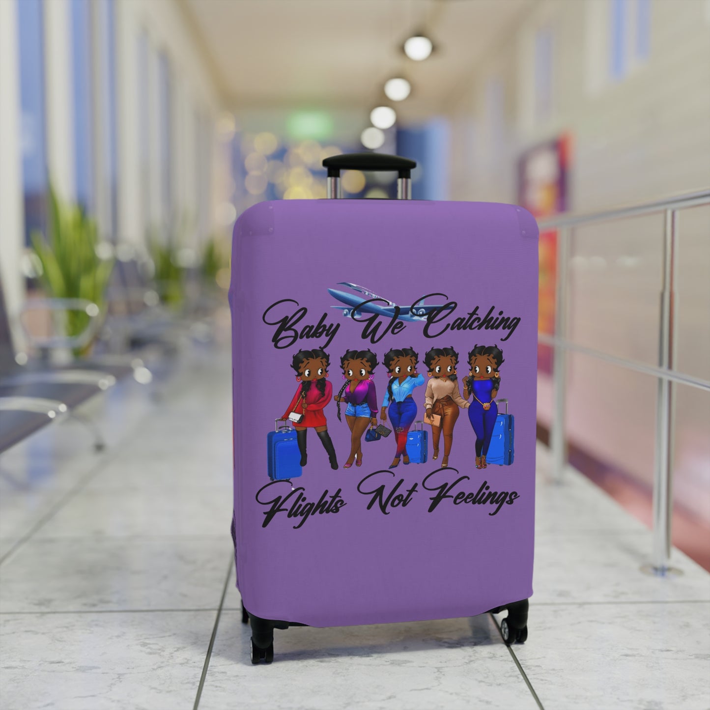 We Catching Flights - Luggage Cover- Light Purple