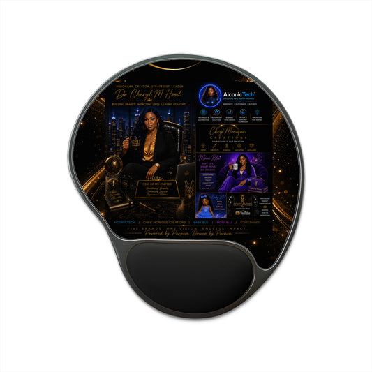 Inspirational Black & Gold Speaker Tribute Mouse Pad with Wrist Rest