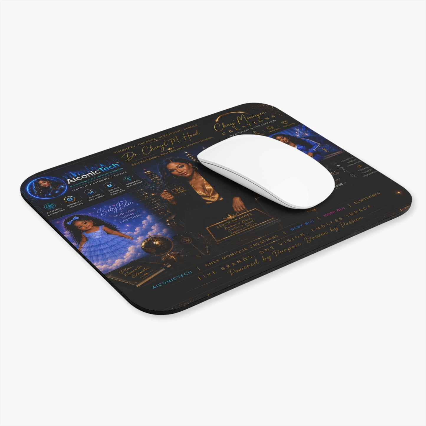 Inspirational Brand Collage Mouse Pad – AlconicTech & Chey Monique Creations Tribute