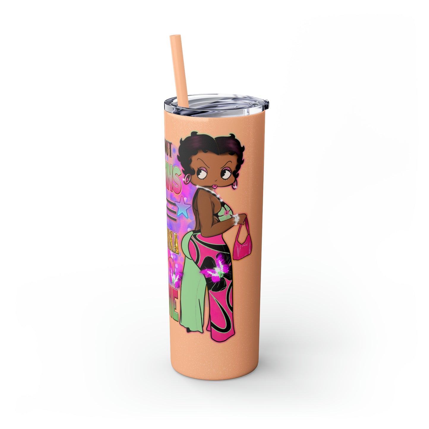 Betty Boop Worry About Your Own Sins, Skinny Tumbler with Straw, 20oz