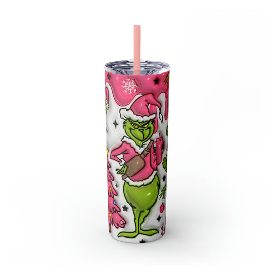 Grinch Christmas Tree Skinny Tumbler with Straw, 20oz