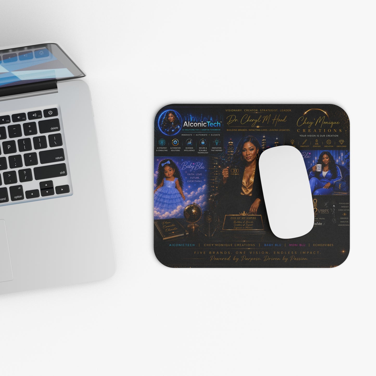 Inspirational Brand Collage Mouse Pad – AlconicTech & Chey Monique Creations Tribute