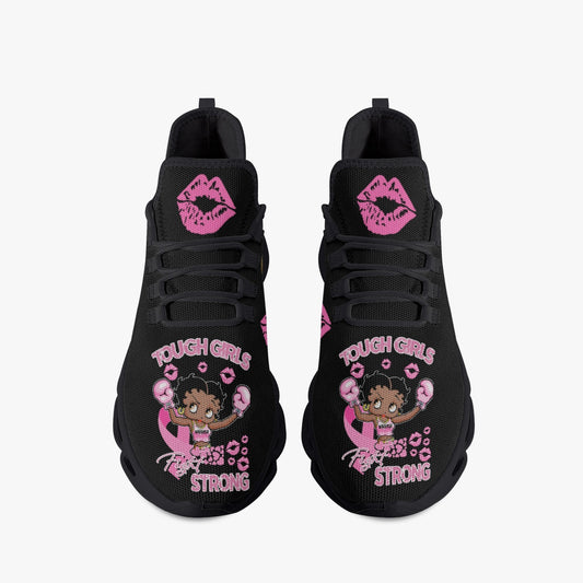 Betty Boop Fight Strong Breast Cancer Bounce Mesh Knit Sneakers - Black